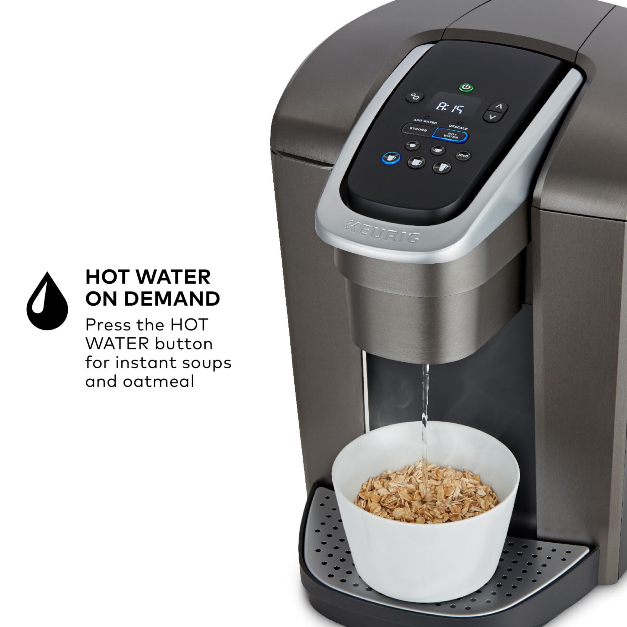 Keurig K-Elite Single Serve K-Cup Pod Coffee Maker, with Strength and Temperature Control, Iced Coffee Capability, 8 to 12oz Brew Size, Programmable, Brushed Slate Gronata