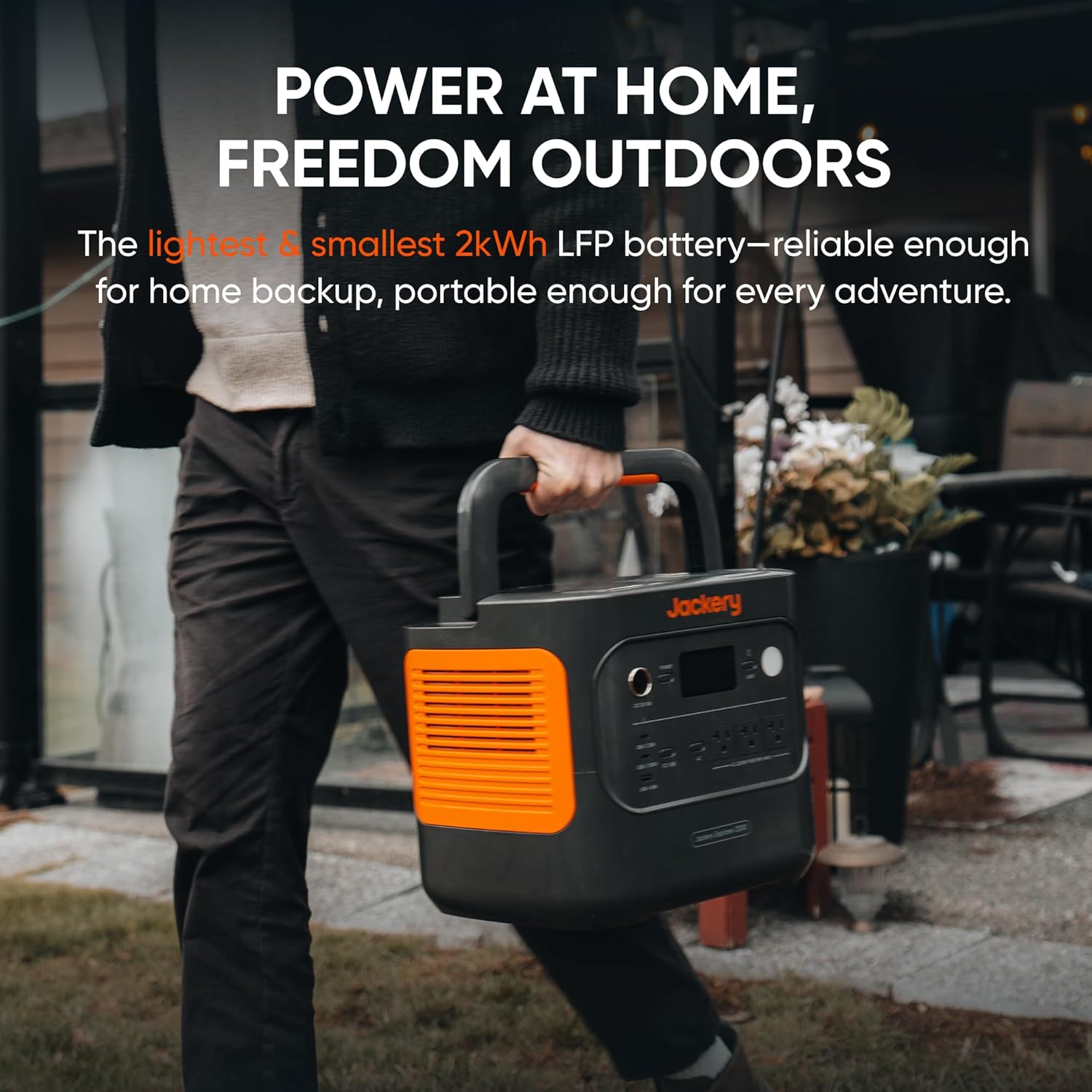 Jackery Explorer 2000 v2 Portable Power Station with AC Charging Cable, 2040Wh LFP Home Backup Battery, 2200W AC Output, Solar Generator for Emergencies, Power Outages, Camping(Solar Panel Optional) Gronata