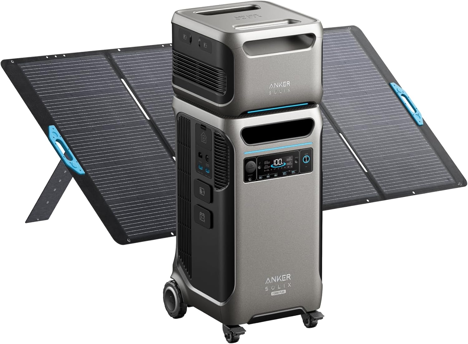 Anker SOLIX F3800 Plus Portable Power Station (Upgraded Version) and BP3800 Expansion Battery with 400W Solar Panel, 7.68kWh, 3200W Solar Input, Generators for Home Use, For Power Outages, Emergencies Gronata