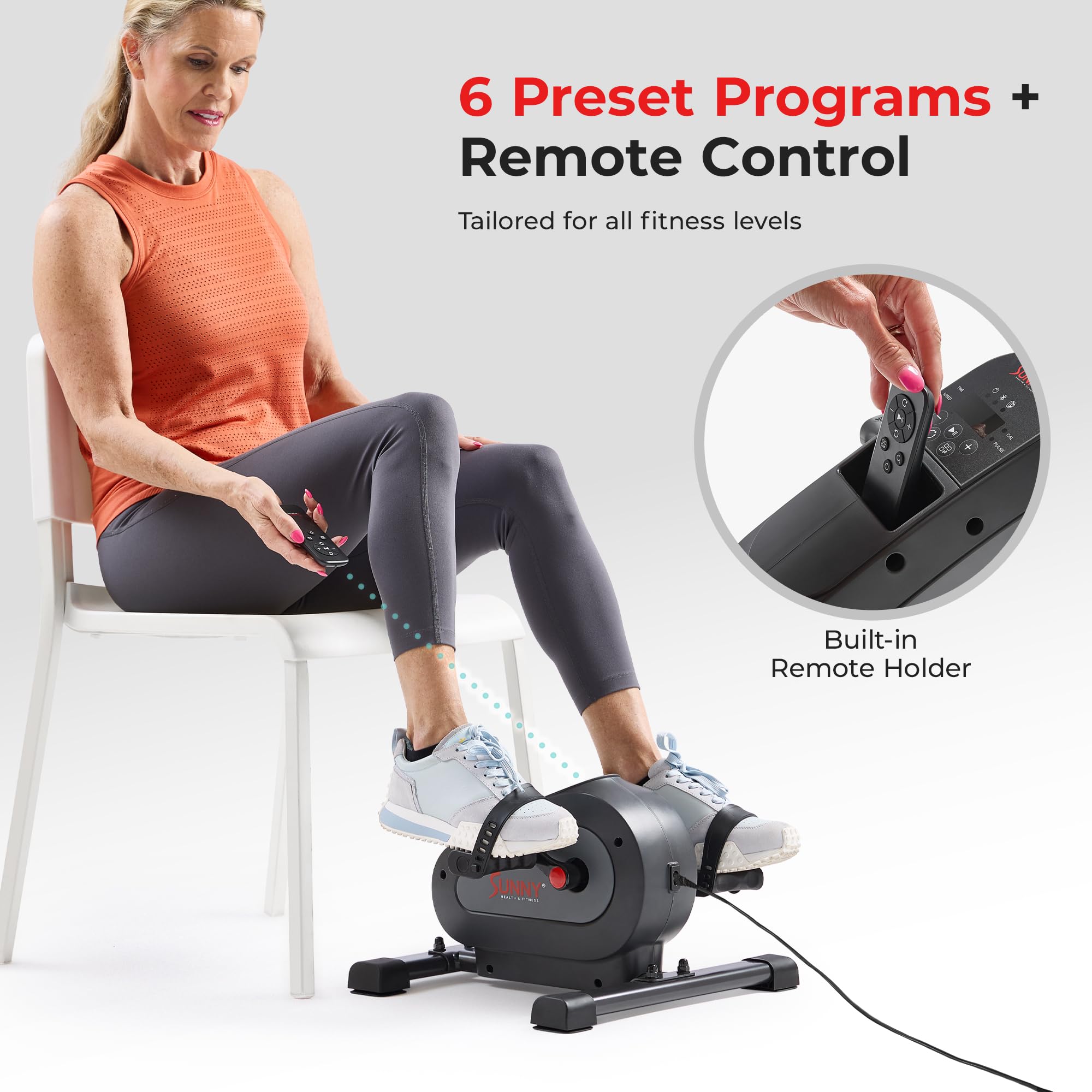Sunny Health & Fitness Dual Function Smart Motorized Mini Bike Trainer, Under Desk Exercise Machine for Senior Training, Arm/Leg Cardio Cycle Workout, Free SunnyFit App Bluetooth Link-SF-B020029SMART Gronata