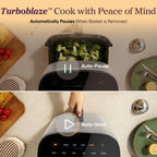 Cosori 9-in-1 TurboBlaze Air Fryer 6 Qt, PFAS-Free Ceramic Coating, 90°–450°F, Precise Heating for Even Results, Air Fry, Roast, Bake, Broil, Dry, Frozen, Proof, Reheat, Keep Warm, 120V, Dark Gray Gronata
