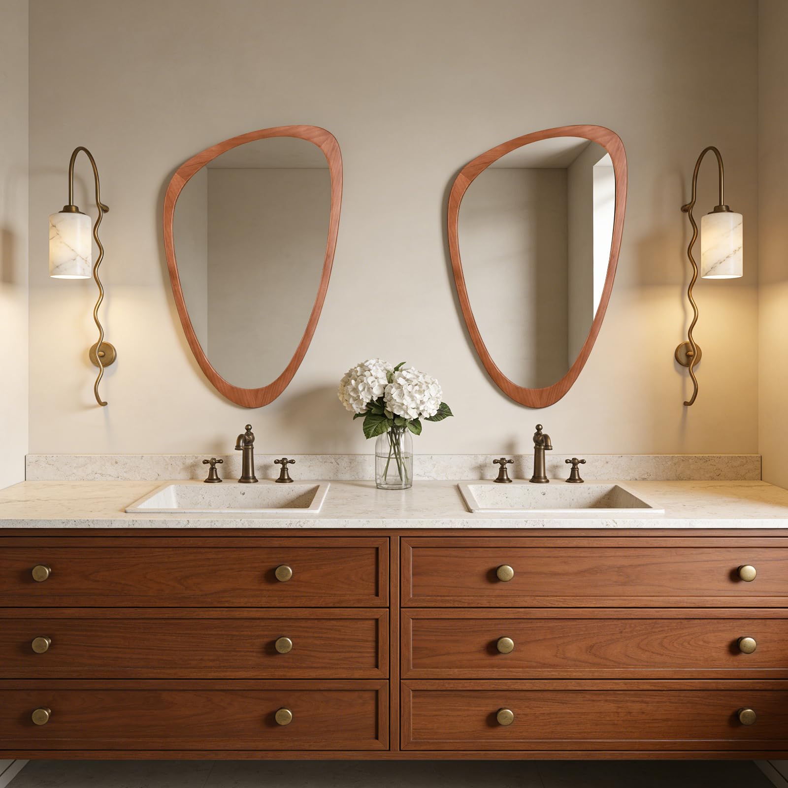 WallBeyond Asymmetrical Mirror, Irregular Mirror Full Length, Boho Wall Mirrors Decorative for Bedroom Living Room Entryway Hall, Mid Century Modern Decor 48" H x 22" W Gronata