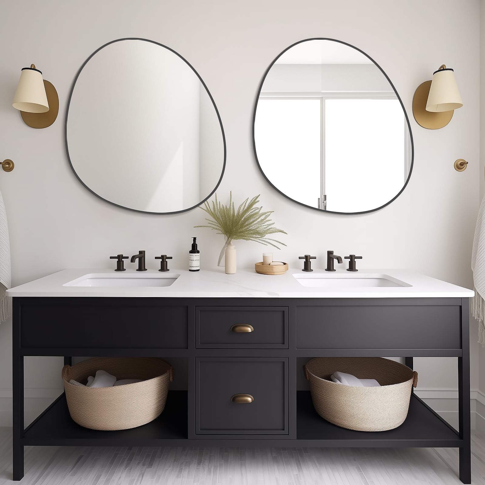 WallBeyond Asymmetrical Mirror, Irregular Mirror Full Length, Boho Wall Mirrors Decorative for Bedroom Living Room Entryway Hall, Mid Century Modern Decor 48" H x 22" W Gronata