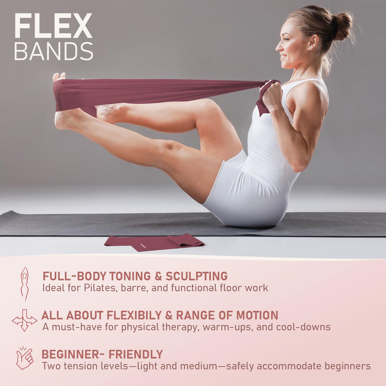 PhysKcal Pilates Ring Set, Magic Ring with 1x Core Ball, 3X Resistant Loop and 2X Flex Band, Pilates on Mat Essential Kit (Nude) Gronata
