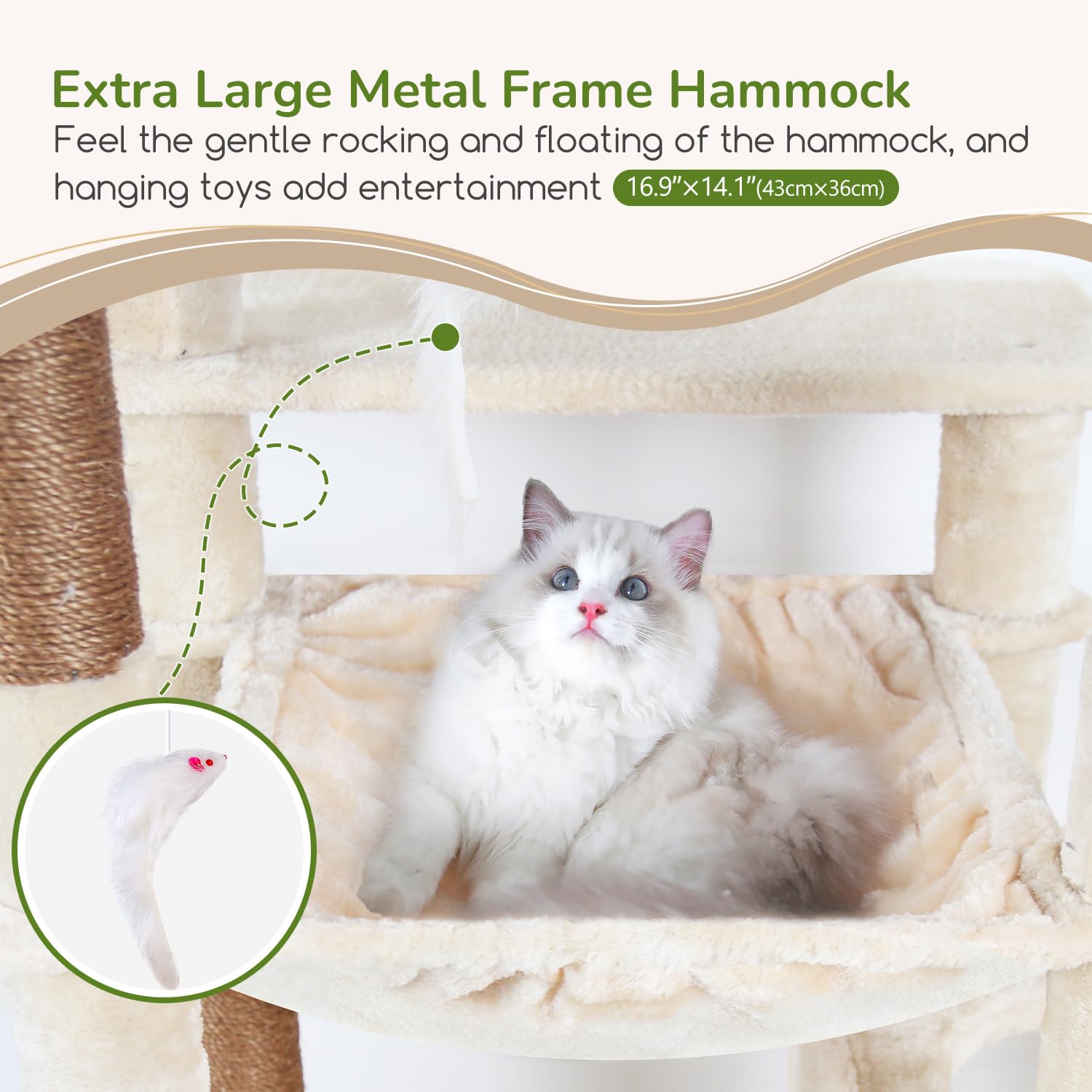 Globlazer Heavy Duty Cat Tree, 70 inch Sturdy Cat Tree for Indoor Cats Extra Large Cat Tower with Scratching Post, Hammock, Cat Condo for Adult Cats Kittens, F70 Pro, Light Grey Gronata