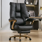 EXCEBET Big and Tall Executive Office Chair with Footrest, 400LBS Capacity Ergonomic High-Back Desk Office Chair with Lumbar Support, Padded Armrests & Thick Cushion, White PU Leather Chairs Gronata