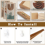 IARTTOP Large Boho Mid-century Modern Wood Wall Art 16x32 Inch Framed Green Abstract Leaf Wooden Wall Decor Bohemian Minimalist Geometric Wall Art Decor for Bedroom Living Room Office Set of 3 Gronata