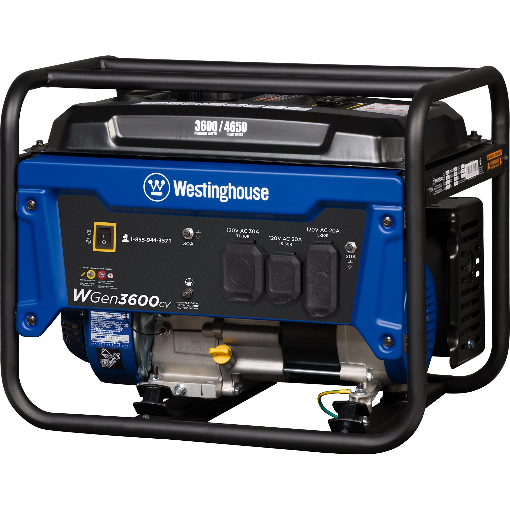 Westinghouse 4650 Peak Watt Dual Fuel Portable Generator, Remote Electric Start with Auto Choke, RV Ready 30A Outlet, Gas & Propane Powered, CO Sensor Gronata