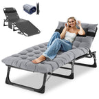 DoCred Heavy Duty Chaise Lounge Chair, Adjustable 5-Position Folding Chaise Lounge Chairs for Outside, Portable Lay Flat Beach Lounge Chair for Outdoor Sunbathing Beach Pool Lawn Camping Gronata
