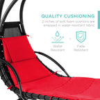 Best Choice Products Outdoor Hanging Curved Steel Chaise Lounge Chair Swing w/Built-in Pillow and Removable Canopy - Navy Blue Gronata