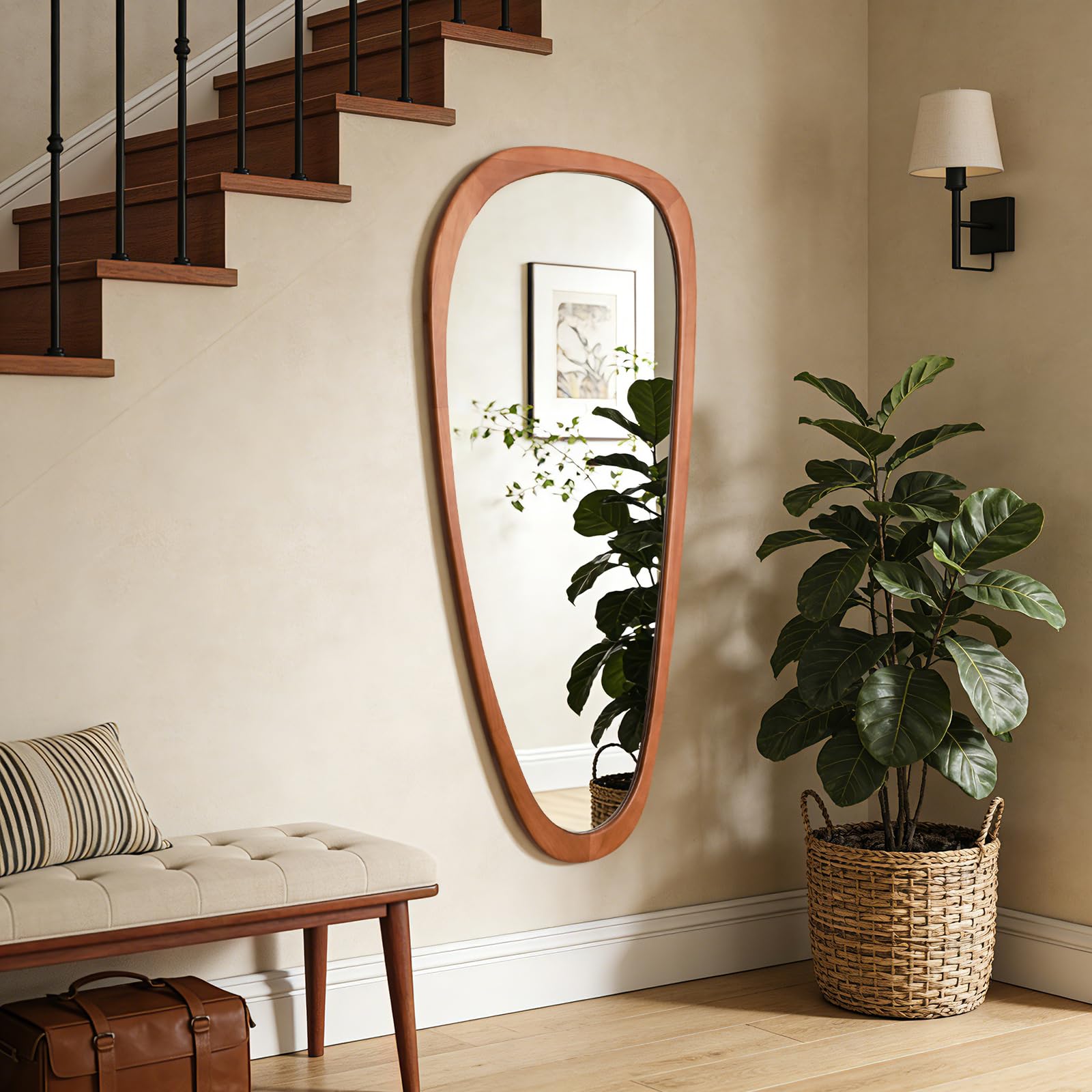 WallBeyond Asymmetrical Mirror, Irregular Mirror Full Length, Boho Wall Mirrors Decorative for Bedroom Living Room Entryway Hall, Mid Century Modern Decor 48" H x 22" W Gronata
