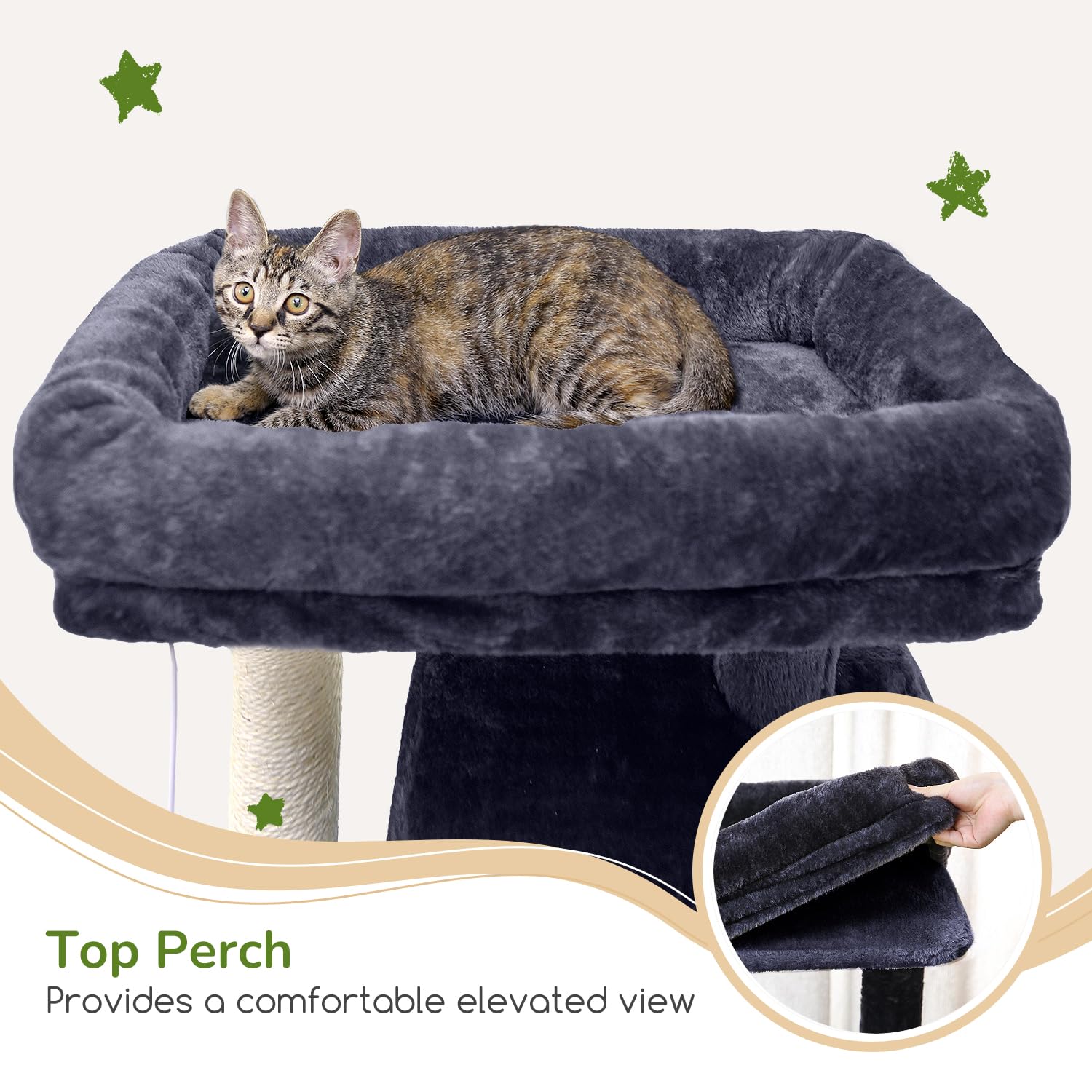 Globlazer Heavy Duty Cat Tree, 70 inch Sturdy Cat Tree for Indoor Cats Extra Large Cat Tower with Scratching Post, Hammock, Cat Condo for Adult Cats Kittens, F70 Pro, Light Grey Gronata