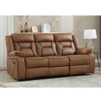 EBELLO Faux Leather Recliner Sofa Furniture Set for Living Room, 2 Recliner Chairs, 3 Seat Reclining Sofa Couch Set for Meeting Room, Brown Gronata