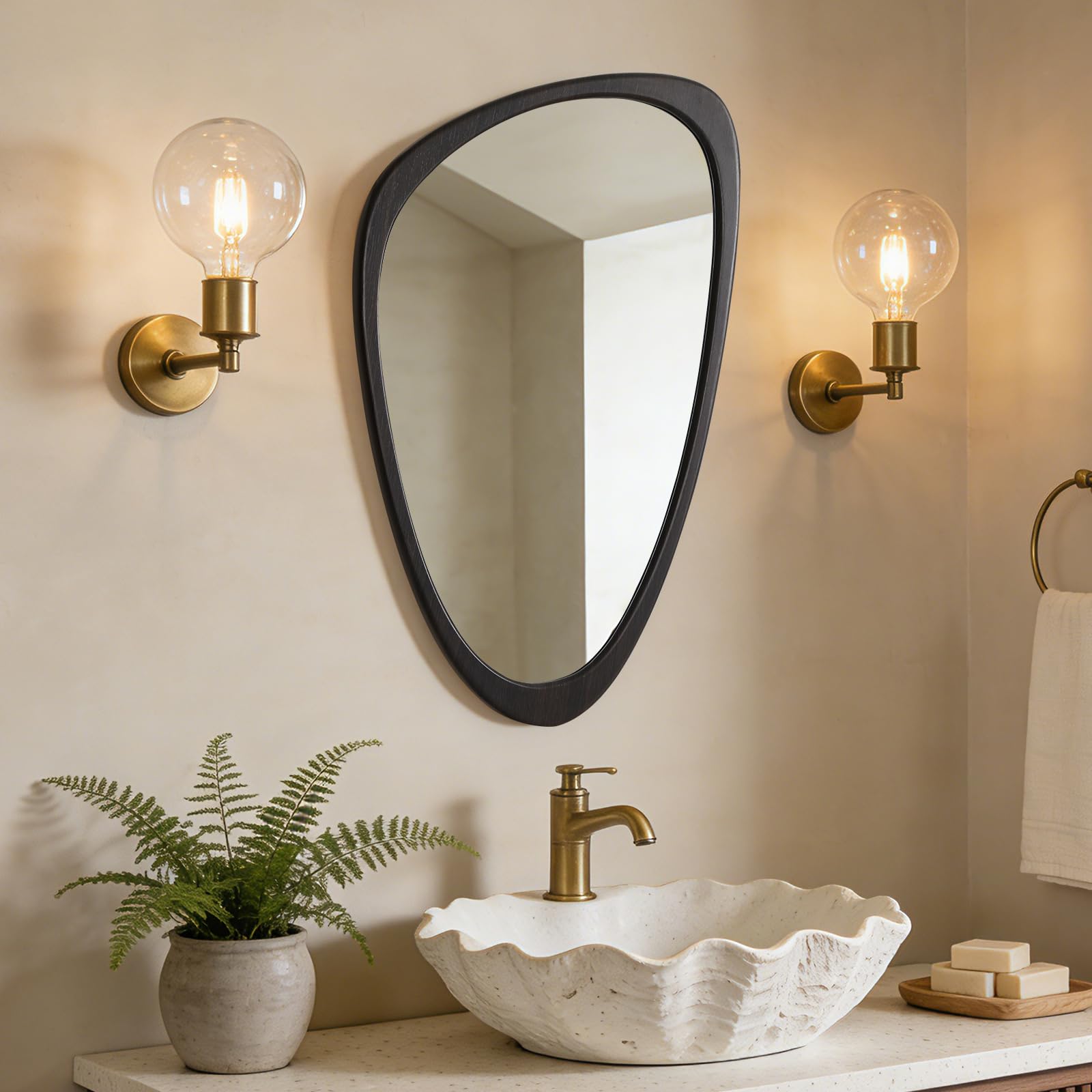 WallBeyond Asymmetrical Mirror, Irregular Mirror Full Length, Boho Wall Mirrors Decorative for Bedroom Living Room Entryway Hall, Mid Century Modern Decor 48" H x 22" W Gronata