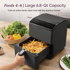 Cosori 9-in-1 TurboBlaze Air Fryer 6 Qt, PFAS-Free Ceramic Coating, 90°–450°F, Precise Heating for Even Results, Air Fry, Roast, Bake, Broil, Dry, Frozen, Proof, Reheat, Keep Warm, 120V, Dark Gray Gronata