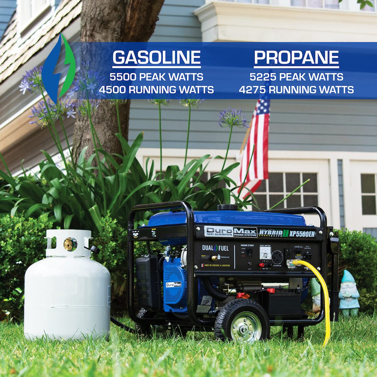 DuroMax XP5500EH 5,500-Watt Dual Fuel Portable Generator - Gas & Propane, Electric Start, RV & Emergency Ready Gronata