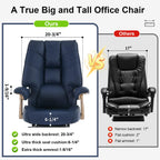 EXCEBET Big and Tall Executive Office Chair with Footrest, 400LBS Capacity Ergonomic High-Back Desk Office Chair with Lumbar Support, Padded Armrests & Thick Cushion, White PU Leather Chairs Gronata