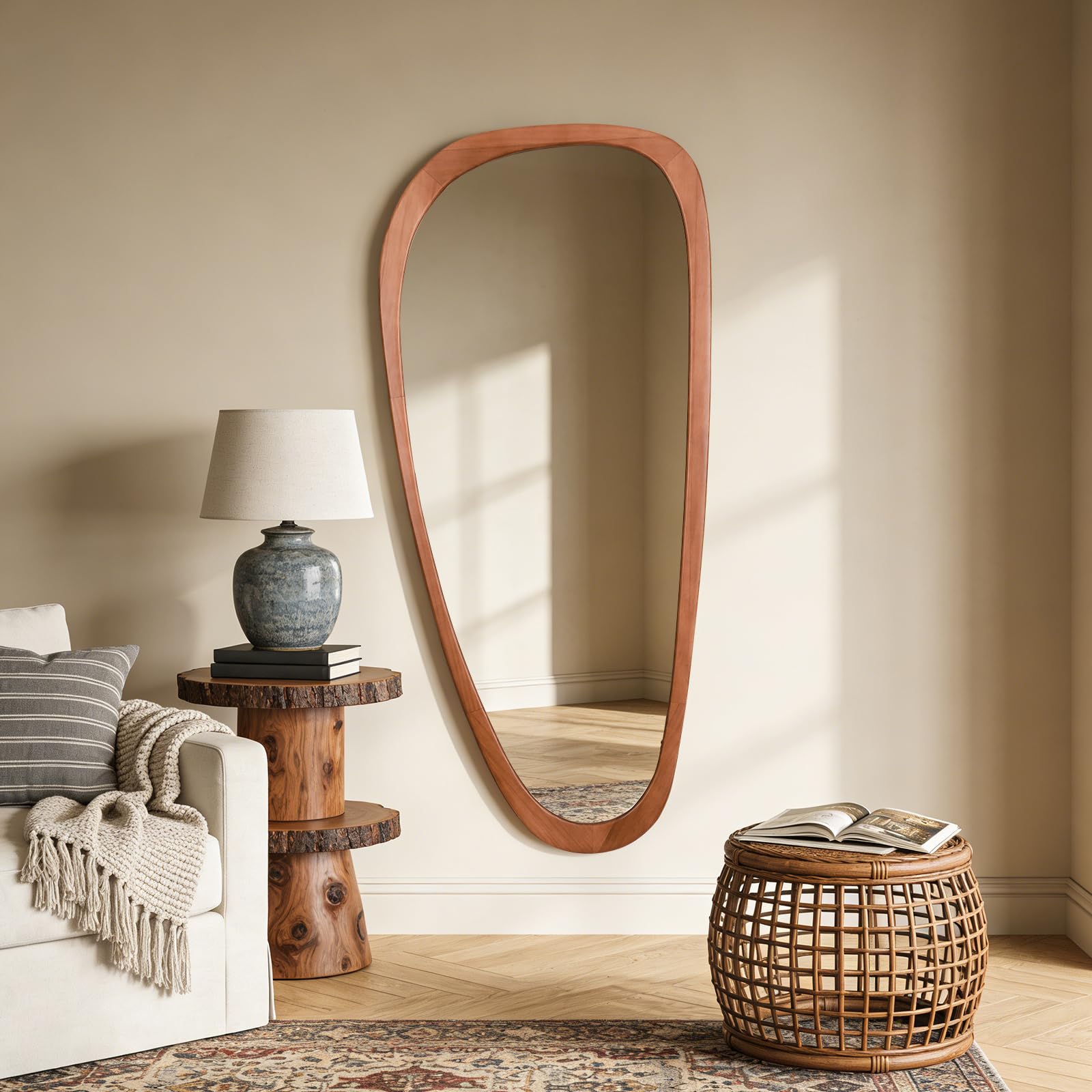 WallBeyond Asymmetrical Mirror, Irregular Mirror Full Length, Boho Wall Mirrors Decorative for Bedroom Living Room Entryway Hall, Mid Century Modern Decor 48" H x 22" W Gronata