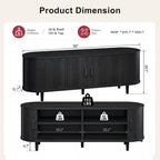 OneBlis 70" Mid Century Modern TV Stand, Wood TV Consoles with Sliding Doors and Power Outlet, Entertainment Center with Adjustable Shelves, Fluted TV Stands for Living Room, Walnut Gronata