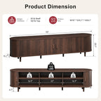 OneBlis 70" Mid Century Modern TV Stand, Wood TV Consoles with Sliding Doors and Power Outlet, Entertainment Center with Adjustable Shelves, Fluted TV Stands for Living Room, Walnut Gronata
