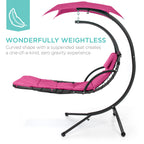 Best Choice Products Outdoor Hanging Curved Steel Chaise Lounge Chair Swing w/Built-in Pillow and Removable Canopy - Navy Blue Gronata