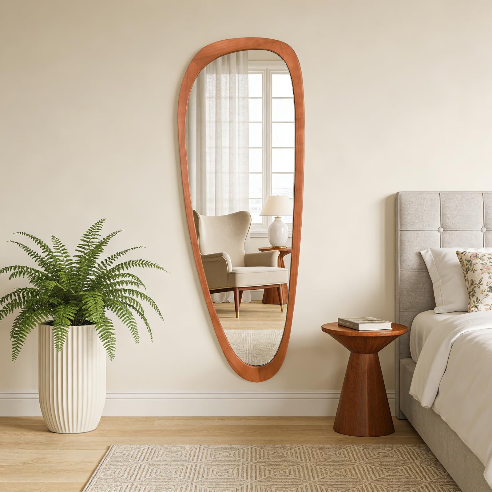 WallBeyond Asymmetrical Mirror, Irregular Mirror Full Length, Boho Wall Mirrors Decorative for Bedroom Living Room Entryway Hall, Mid Century Modern Decor 48" H x 22" W Gronata