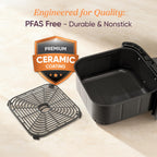 Cosori 9-in-1 TurboBlaze Air Fryer 6 Qt, PFAS-Free Ceramic Coating, 90°–450°F, Precise Heating for Even Results, Air Fry, Roast, Bake, Broil, Dry, Frozen, Proof, Reheat, Keep Warm, 120V, Dark Gray Gronata