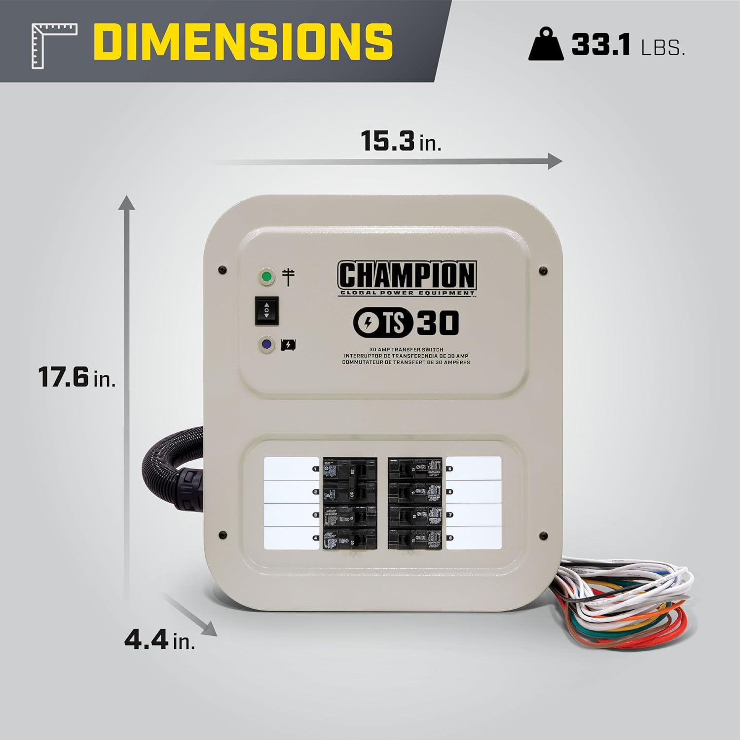 Champion Power Equipment 30-Amp Indoor-Rated Manual Transfer Switch with 25-Foot Generator Power Cord and Weather-Resistant Power Inlet Box Gronata