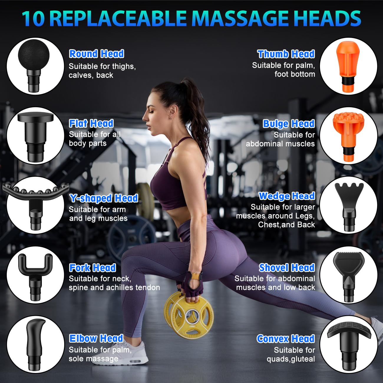 TOLOCO Massage Gun, Deep Tissue Back Massage for Athletes for Pain Relief, Percussion Massager with 10 Massages Heads & Silent Brushless Motor, Fathers Day Dad Gifts, Black Gronata