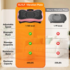 GLYLF Vibration Plate Exercise Machine, 130 Levels Full Body Workout Vibrating Plate for Lymphatic Drainage Weight Loss, 450 Lbs Capacity Shake Platform with Resistance Bands Bluetooth for Women Men Gronata