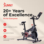Sunny Health & Fitness Nova Smart Indoor Cycling Bike – Magnetic Resistance Exercise Bike with SunnyFit App, Quiet Belt Drive & Compact Home Cardio Bike for Beginners Gronata
