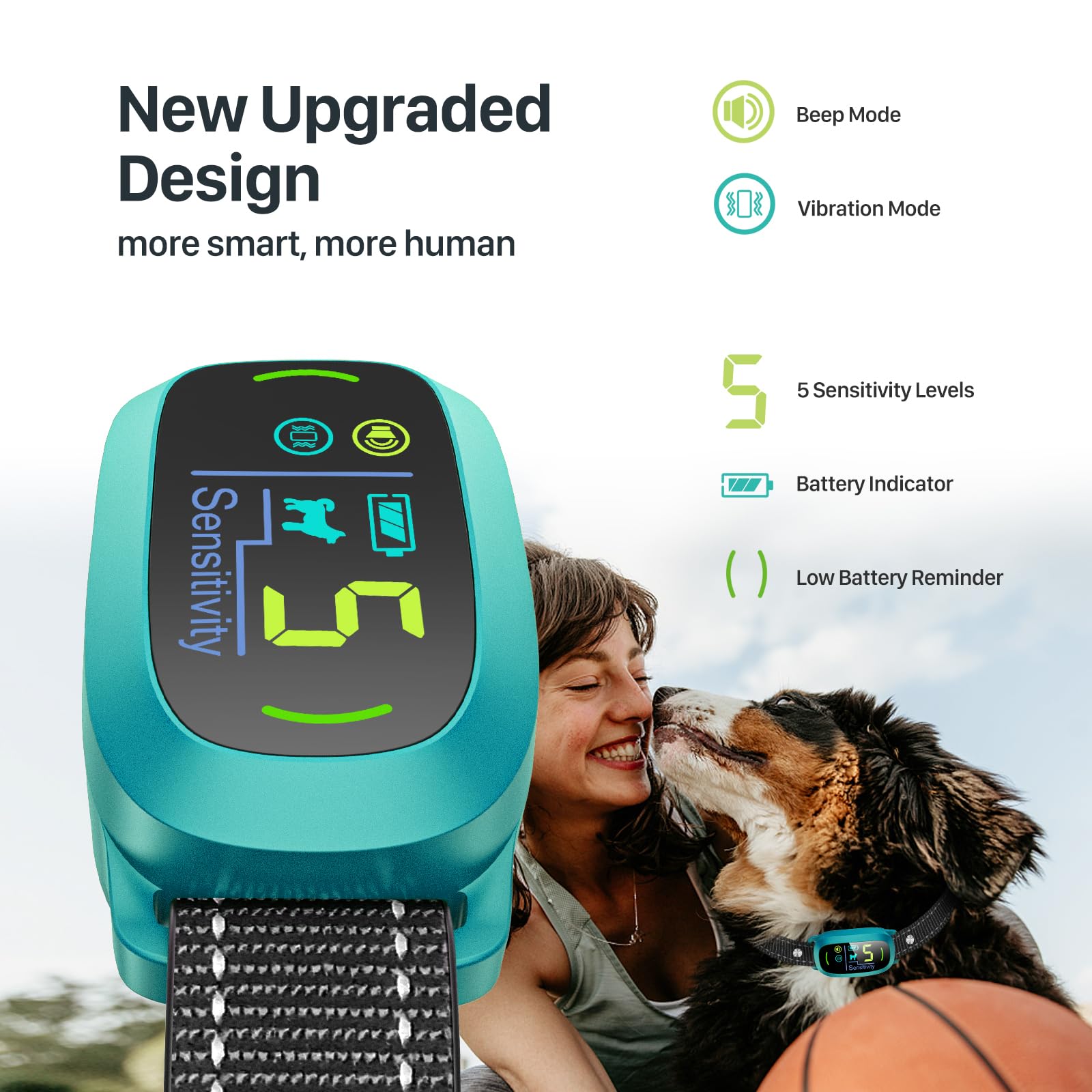 FAFAFROG Dog Bark Collar, Rechargeable Smart Collar, Anti Barking Training Collar with 5 Adjustable Sensitivity Beep Vibration, Bark Collar for Large Medium Small Dogs (Black) Gronata