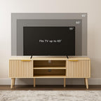 LCRBOL TV Stand for Living Room, Mid Century Modern Entertainment Center for 55/60 inch TVs, TV Console with Fluted Door Cabinets and Open Shelves, for Bedroom, Walnut Gronata