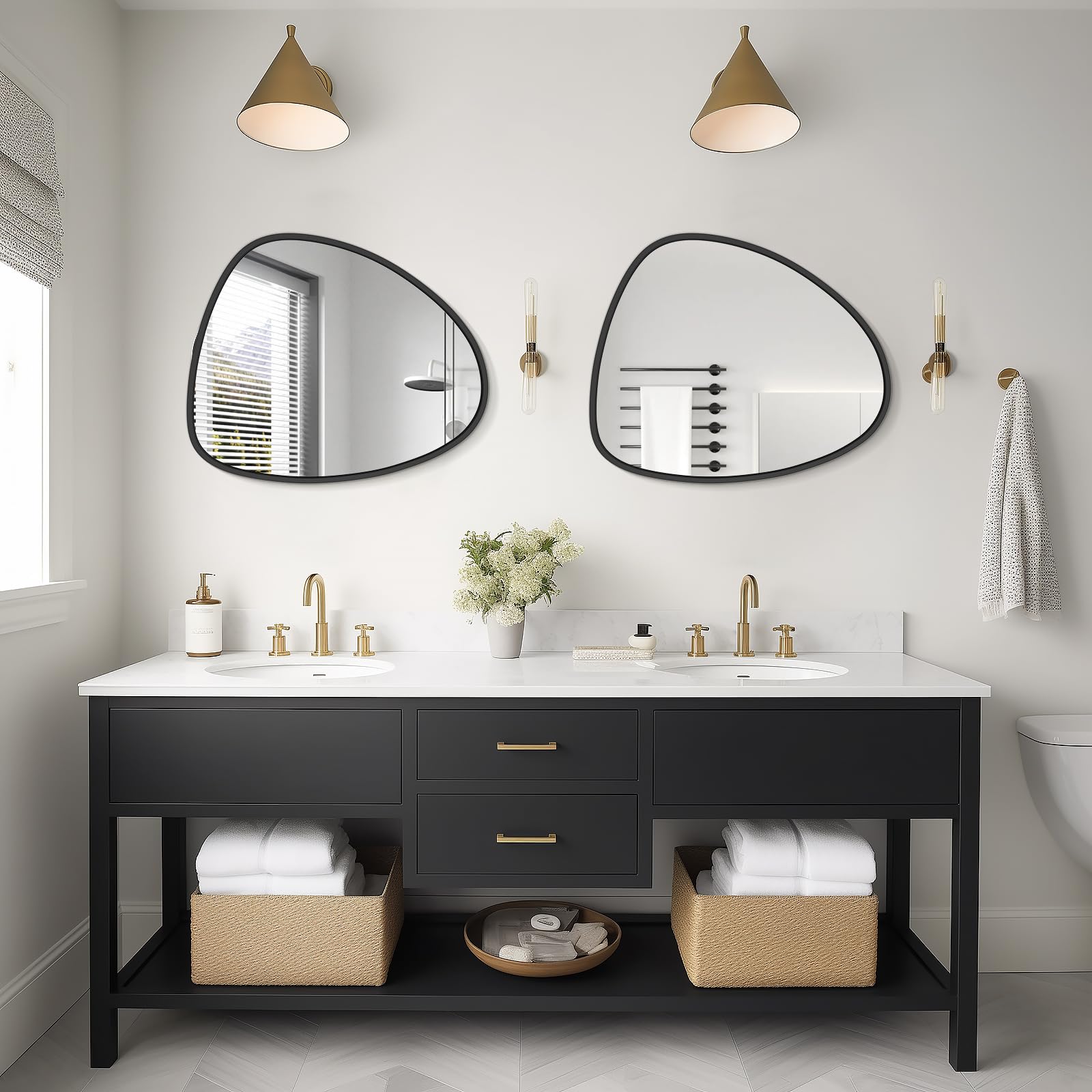 WallBeyond Asymmetrical Mirror, Irregular Mirror Full Length, Boho Wall Mirrors Decorative for Bedroom Living Room Entryway Hall, Mid Century Modern Decor 48" H x 22" W Gronata