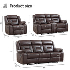 EBELLO Faux Leather Recliner Sofa Furniture Set for Living Room, 2 Recliner Chairs, 3 Seat Reclining Sofa Couch Set for Meeting Room, Brown Gronata