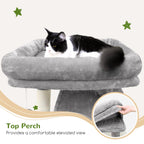 Globlazer Heavy Duty Cat Tree, 70 inch Sturdy Cat Tree for Indoor Cats Extra Large Cat Tower with Scratching Post, Hammock, Cat Condo for Adult Cats Kittens, F70 Pro, Light Grey Gronata