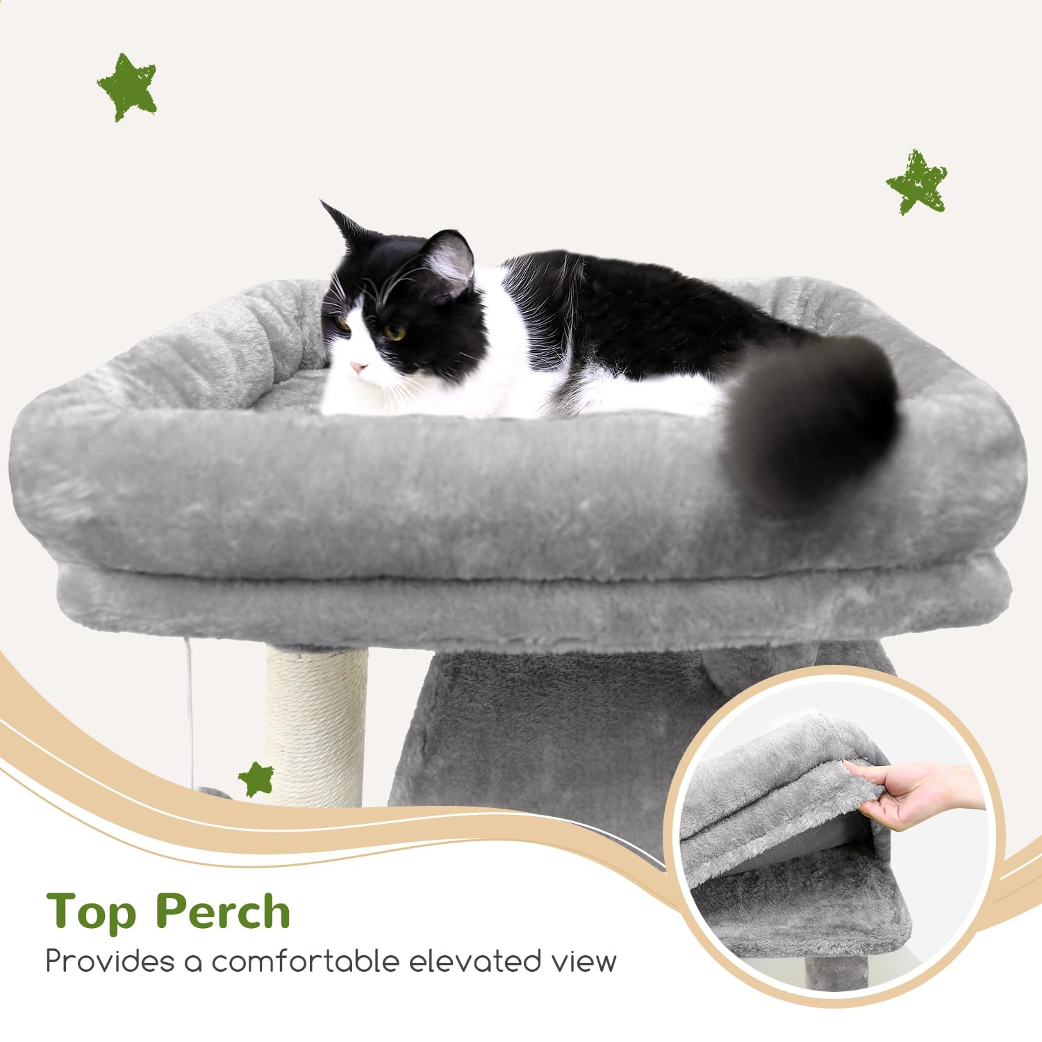 Globlazer Heavy Duty Cat Tree, 70 inch Sturdy Cat Tree for Indoor Cats Extra Large Cat Tower with Scratching Post, Hammock, Cat Condo for Adult Cats Kittens, F70 Pro, Light Grey Gronata