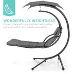 Best Choice Products Outdoor Hanging Curved Steel Chaise Lounge Chair Swing w/Built-in Pillow and Removable Canopy - Navy Blue Gronata