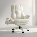 Big and Tall Office Chair, Flip Armrests for Pets & Cross Legged Sitting, Executive Ergonomic Computer Gaming Chair with Foot Rest, Teddy Fleece Wide Seat Reclining Desk Chair, White Vanity Chair Gronata