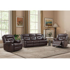 EBELLO Faux Leather Recliner Sofa Furniture Set for Living Room, 2 Recliner Chairs, 3 Seat Reclining Sofa Couch Set for Meeting Room, Brown Gronata