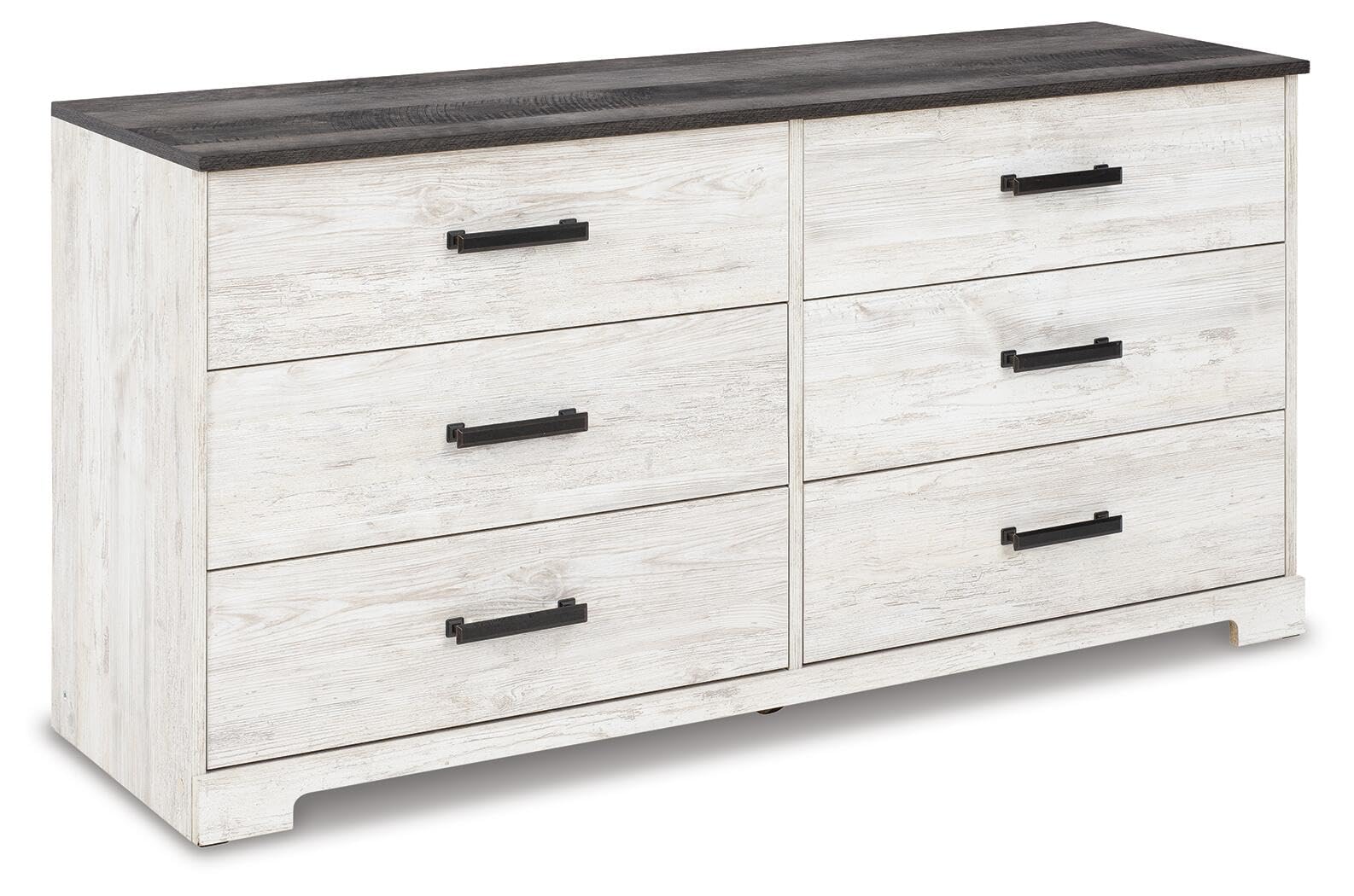 Signature Design by Ashley Shawburn Rustic 5 Drawer Chest of Smooth-Gliding Drawers and Safety Stop, White & Gray Gronata