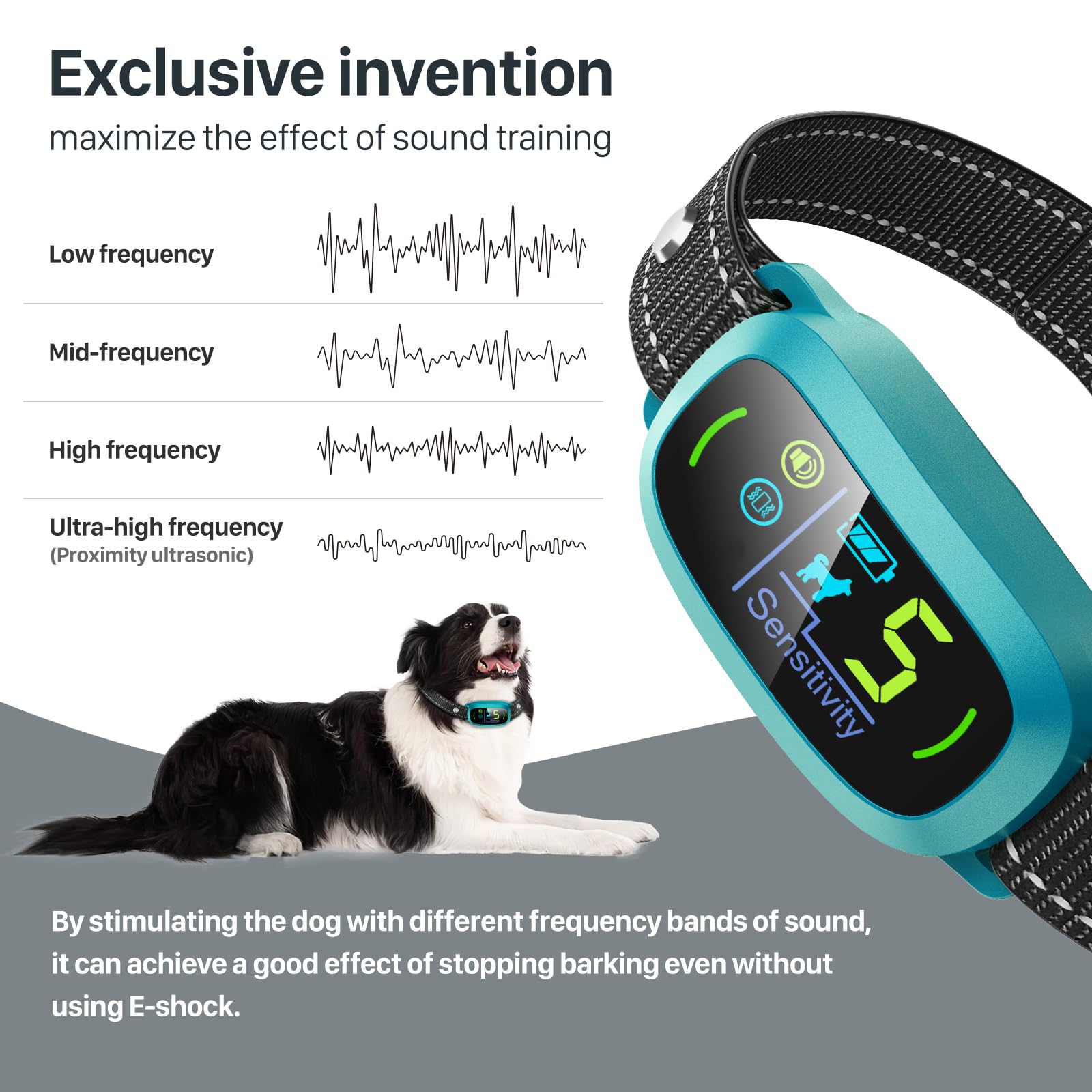 FAFAFROG Dog Bark Collar, Rechargeable Smart Collar, Anti Barking Training Collar with 5 Adjustable Sensitivity Beep Vibration, Bark Collar for Large Medium Small Dogs (Black) Gronata