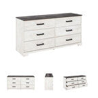 Signature Design by Ashley Shawburn Rustic 5 Drawer Chest of Smooth-Gliding Drawers and Safety Stop, White & Gray Gronata