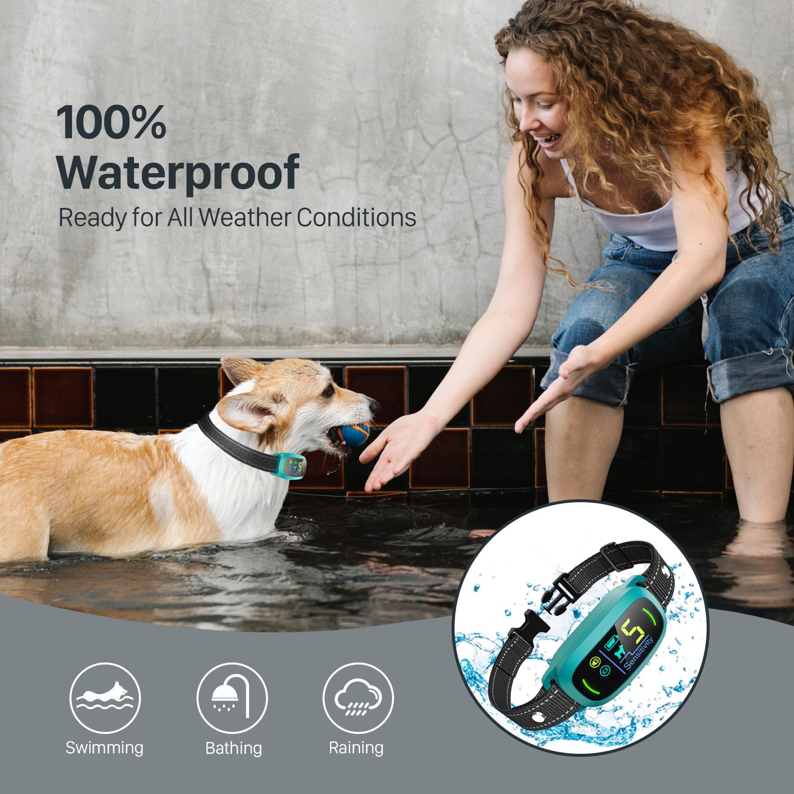 FAFAFROG Dog Bark Collar, Rechargeable Smart Collar, Anti Barking Training Collar with 5 Adjustable Sensitivity Beep Vibration, Bark Collar for Large Medium Small Dogs (Black) Gronata