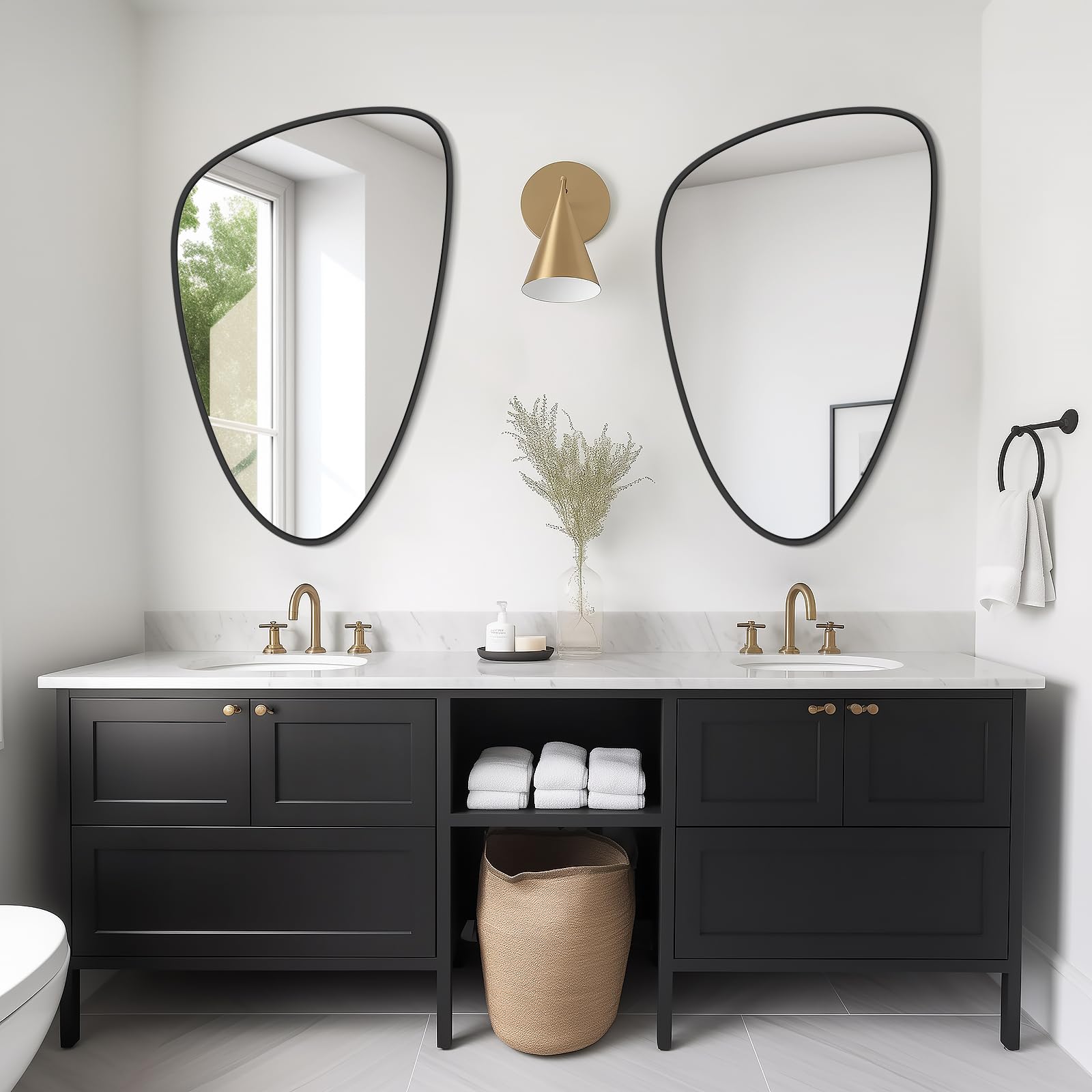 WallBeyond Asymmetrical Mirror, Irregular Mirror Full Length, Boho Wall Mirrors Decorative for Bedroom Living Room Entryway Hall, Mid Century Modern Decor 48" H x 22" W Gronata