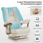 EXCEBET Big and Tall Executive Office Chair with Footrest, 400LBS Capacity Ergonomic High-Back Desk Office Chair with Lumbar Support, Padded Armrests & Thick Cushion, White PU Leather Chairs Gronata