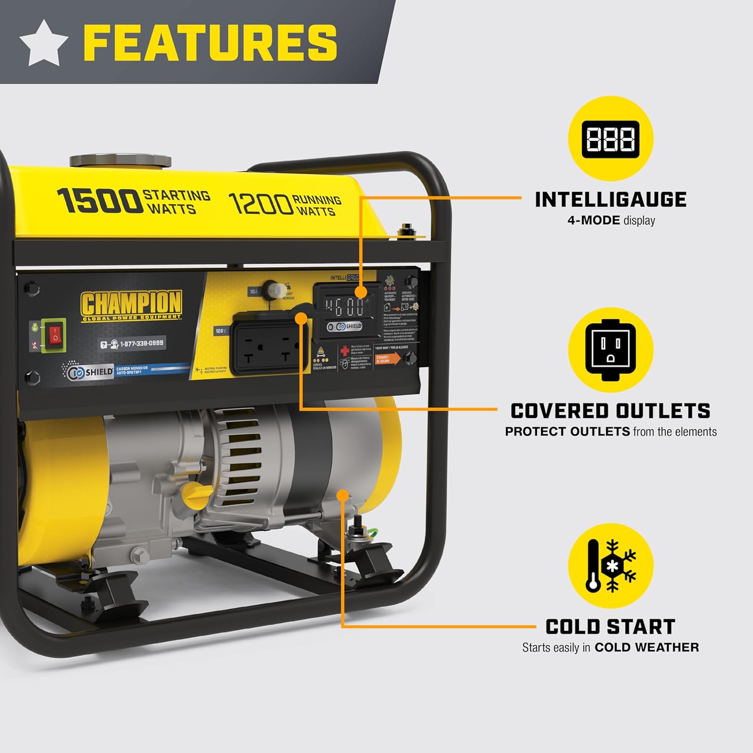 Champion Power Equipment 1500-Watt Portable Generator with Free 3-Year Warranty Gronata