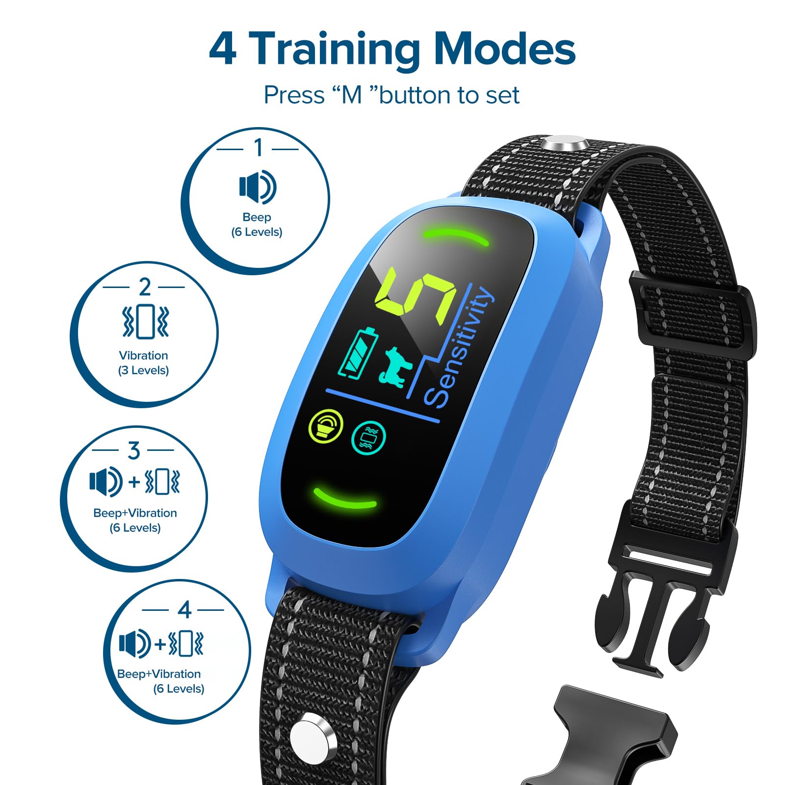 FAFAFROG Dog Bark Collar, Rechargeable Smart Collar, Anti Barking Training Collar with 5 Adjustable Sensitivity Beep Vibration, Bark Collar for Large Medium Small Dogs (Black) Gronata