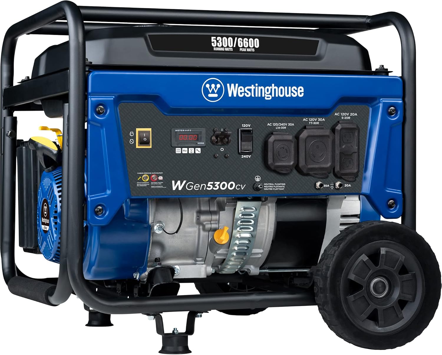 Westinghouse 6600 Peak Watt Home Backup Portable Generator, Transfer Switch Ready 30A Outlet, RV Ready 30A Outlet, Gas Powered, CO Sensor Gronata