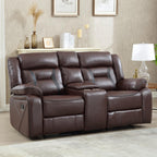 EBELLO Faux Leather Recliner Sofa Furniture Set for Living Room, 2 Recliner Chairs, 3 Seat Reclining Sofa Couch Set for Meeting Room, Brown Gronata